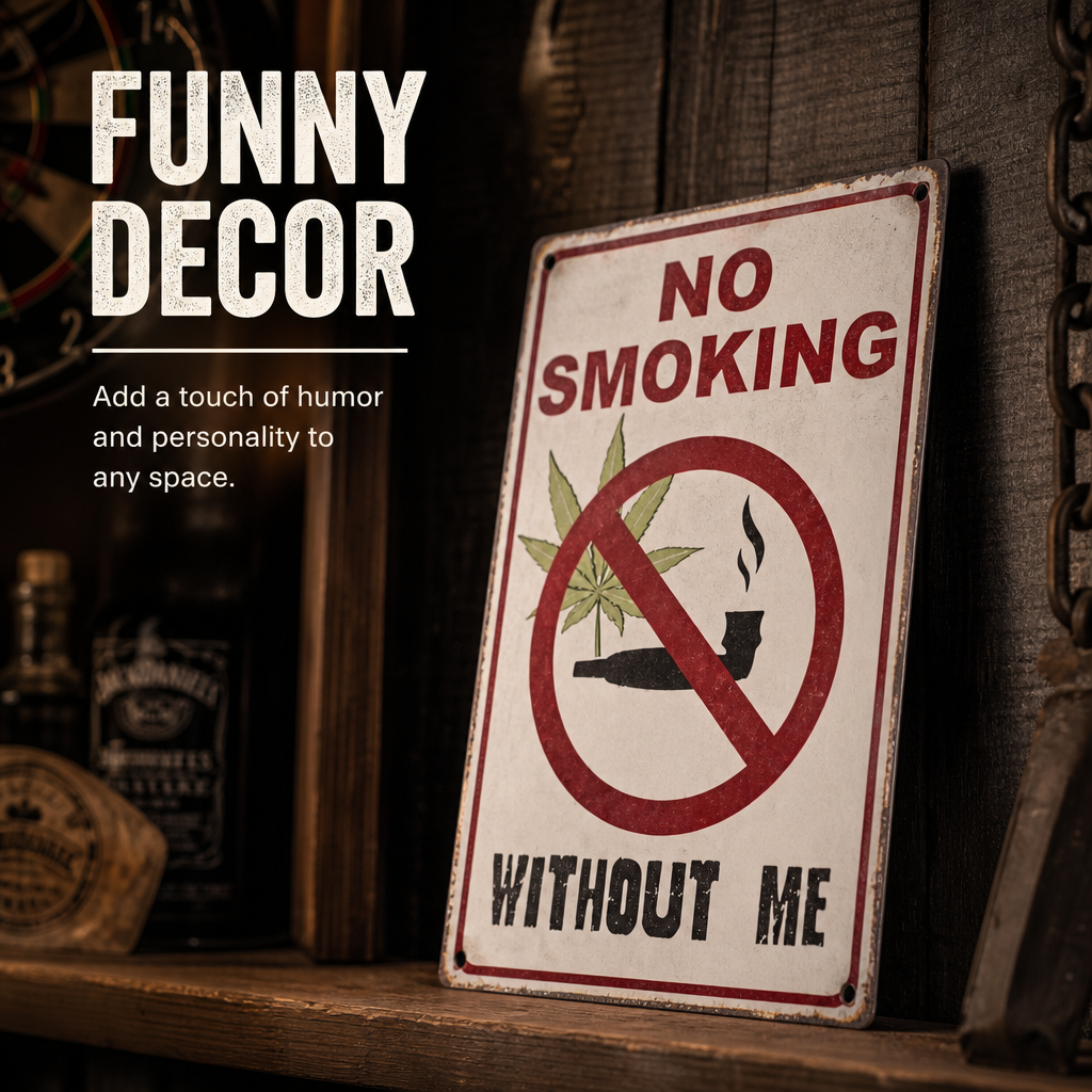 No Smoking Without Me retro sign hanging display