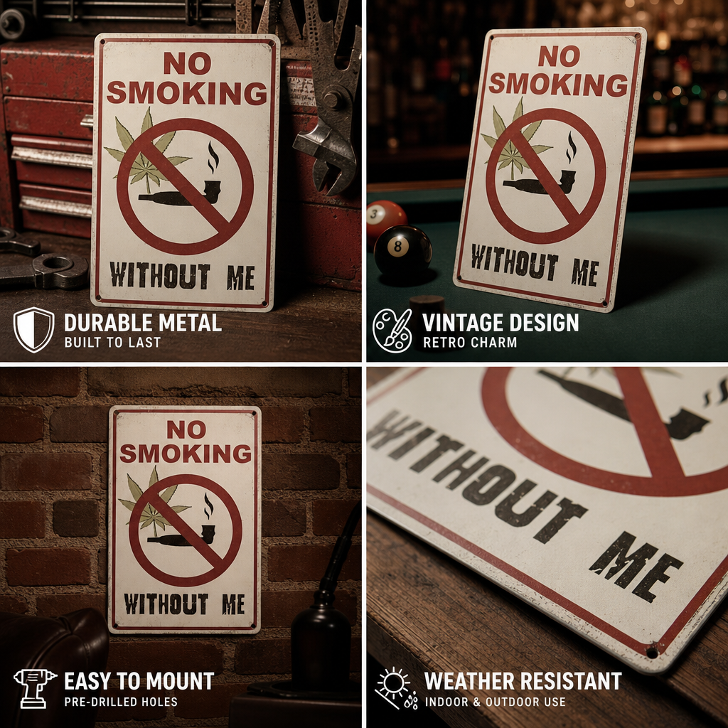 No Smoking Without Me retro sign product display