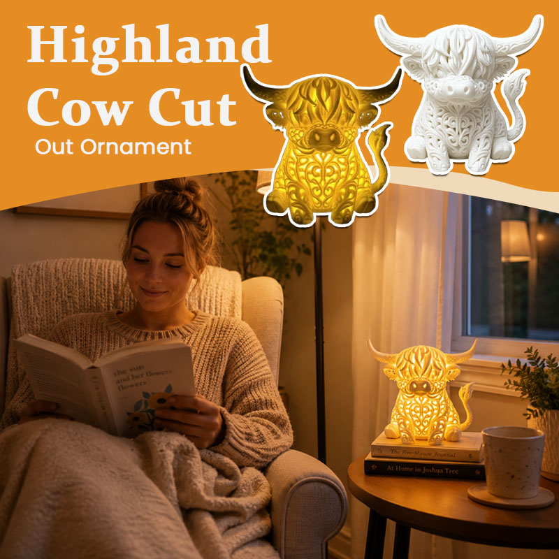 Highland Cow hollow-out tea light holder